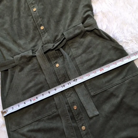 Banana Republic Sage Green Vegan Suede Shirtdress Size 6 - Picture 11 of 12